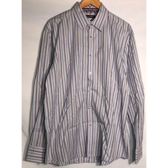 Zagiri Shirt Mens XL Button Front‎ Flip Cuff Purple Striped - Picture 1 of 4